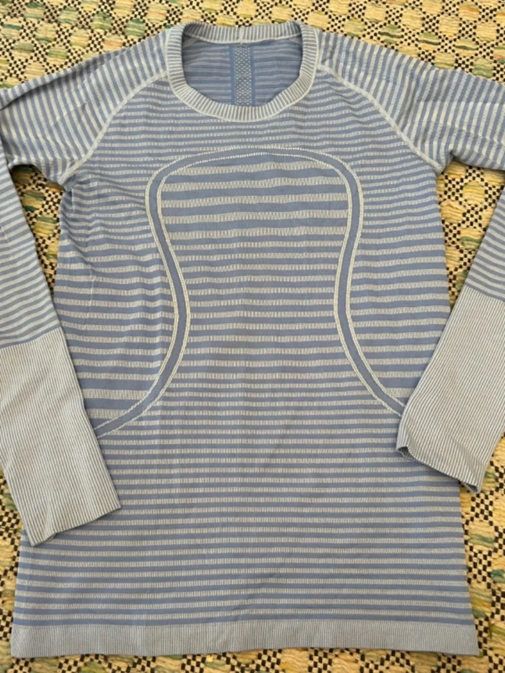 Lululemon swiftly tech long sleeve blue and white striped